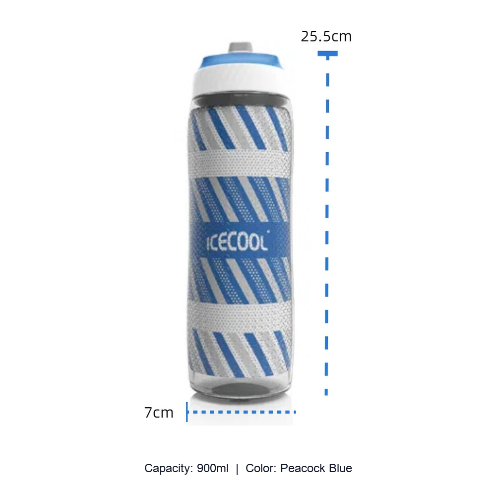Large-Capacity Squeeze Cycling Water Bottle — 900ml / Peacock Blue