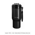 Large-Capacity Stainless Steel Car Insulated Tumbler — 700ml / Obsidian Black [316 Stainless Steel Liner]