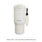 Large-Capacity Stainless Steel Car Insulated Tumbler — 700ml / Stone White [316 Stainless Steel Liner]