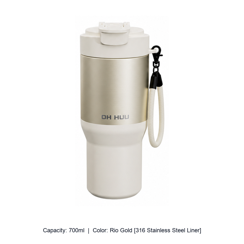 Large-Capacity Stainless Steel Car Insulated Tumbler — 700ml / Rio Gold [316 Stainless Steel Liner]
