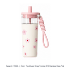 Large-Capacity Stainless Steel Tea Infuser Straw Tumbler — 700ML / Tea Infuser Straw Tumbler-316 Stainless Steel-Pink