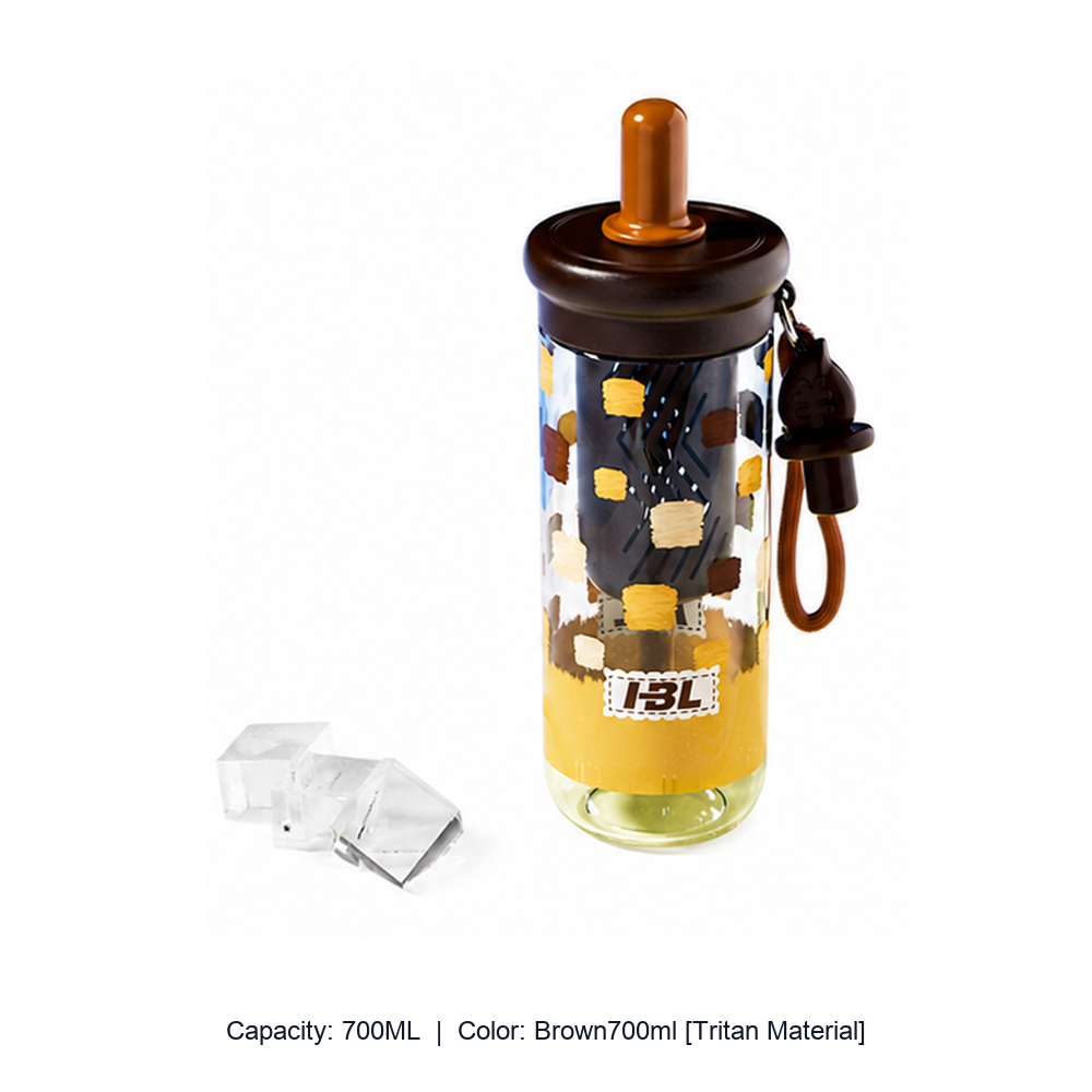 Large-Capacity Tritan Straw Water Bottle — 700ML / Brown700ml [Tritan Material]