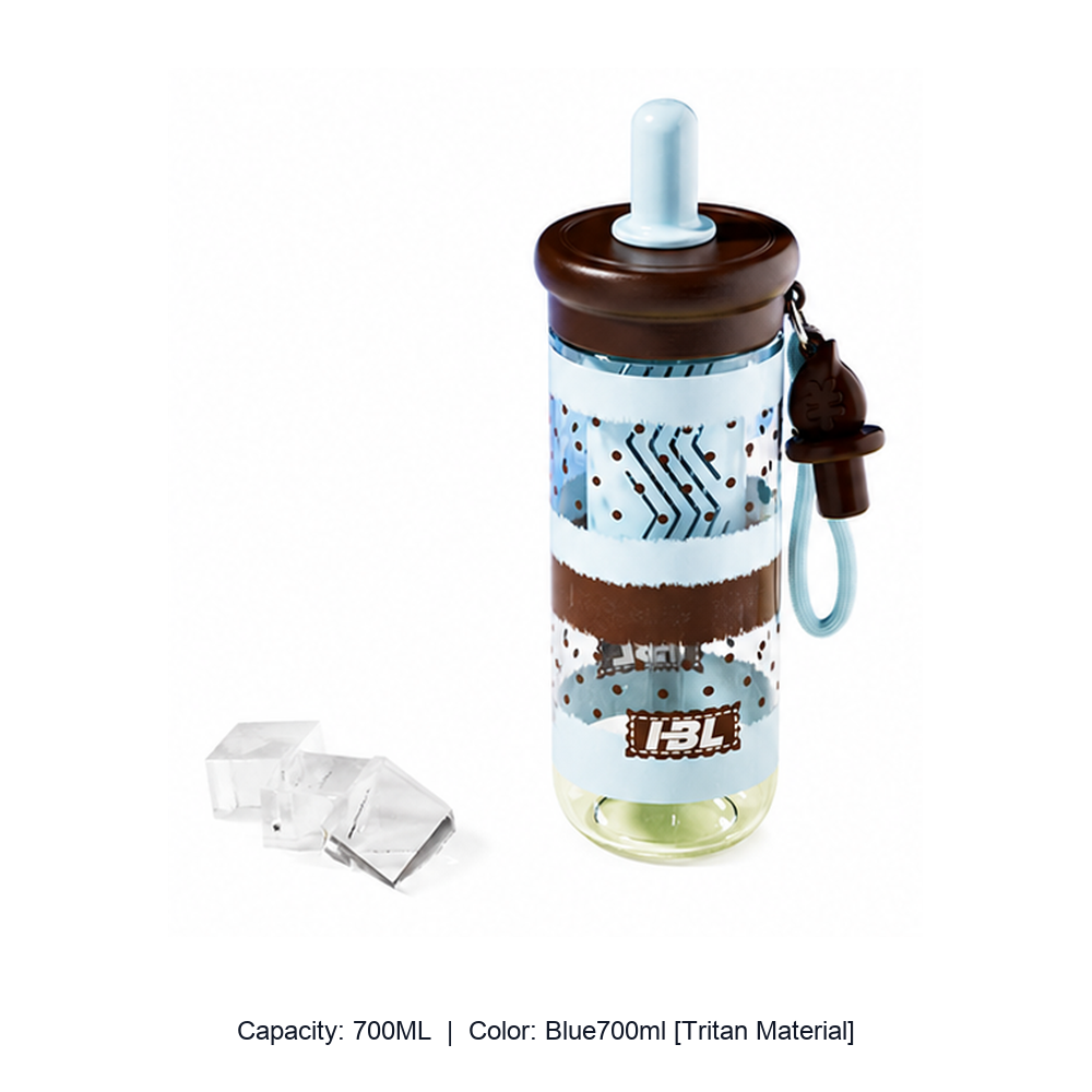 Large-Capacity Tritan Straw Water Bottle — 700ML / Blue700ml [Tritan Material]