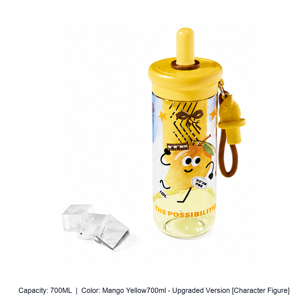 Large-Capacity Tritan Straw Water Bottle — 700ML / Mango Yellow700ml - Upgraded Version [Character Figure]