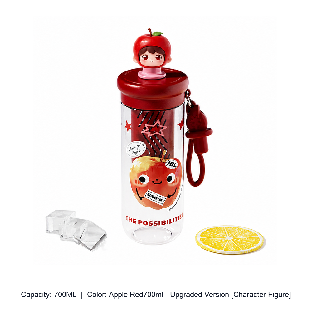 Large-Capacity Tritan Straw Water Bottle — 700ML / Apple Red700ml - Upgraded Version [Character Figure]