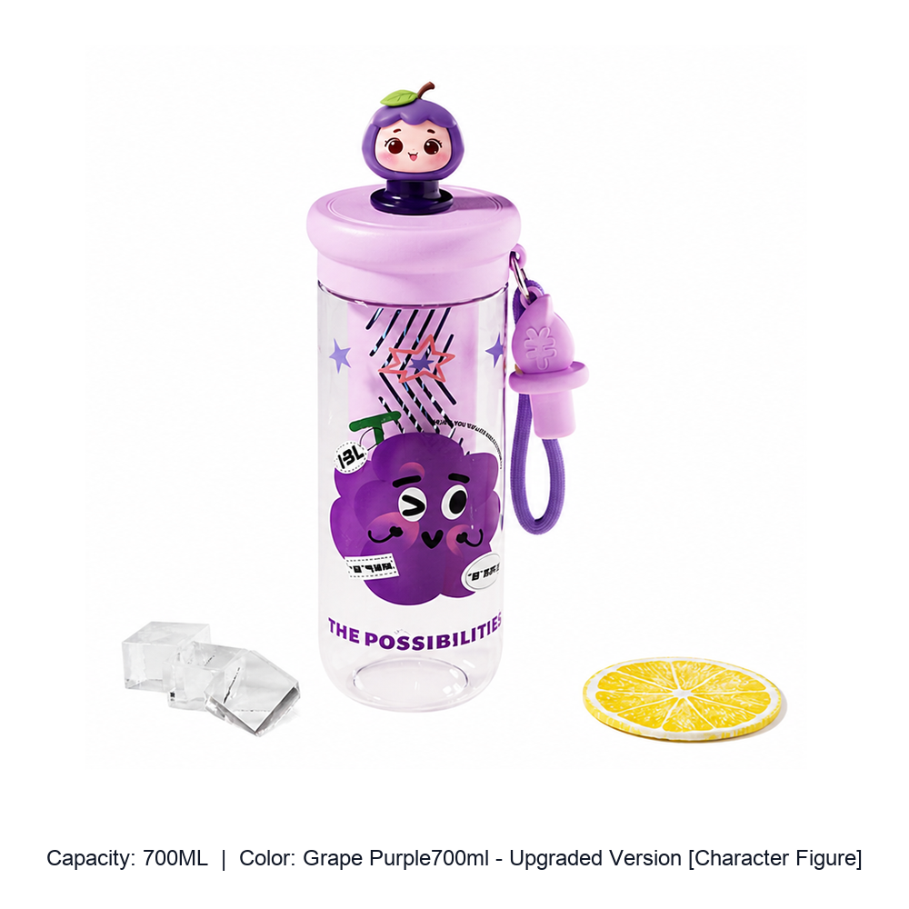 Large-Capacity Tritan Straw Water Bottle — 700ML / Grape Purple700ml - Upgraded Version [Character Figure]
