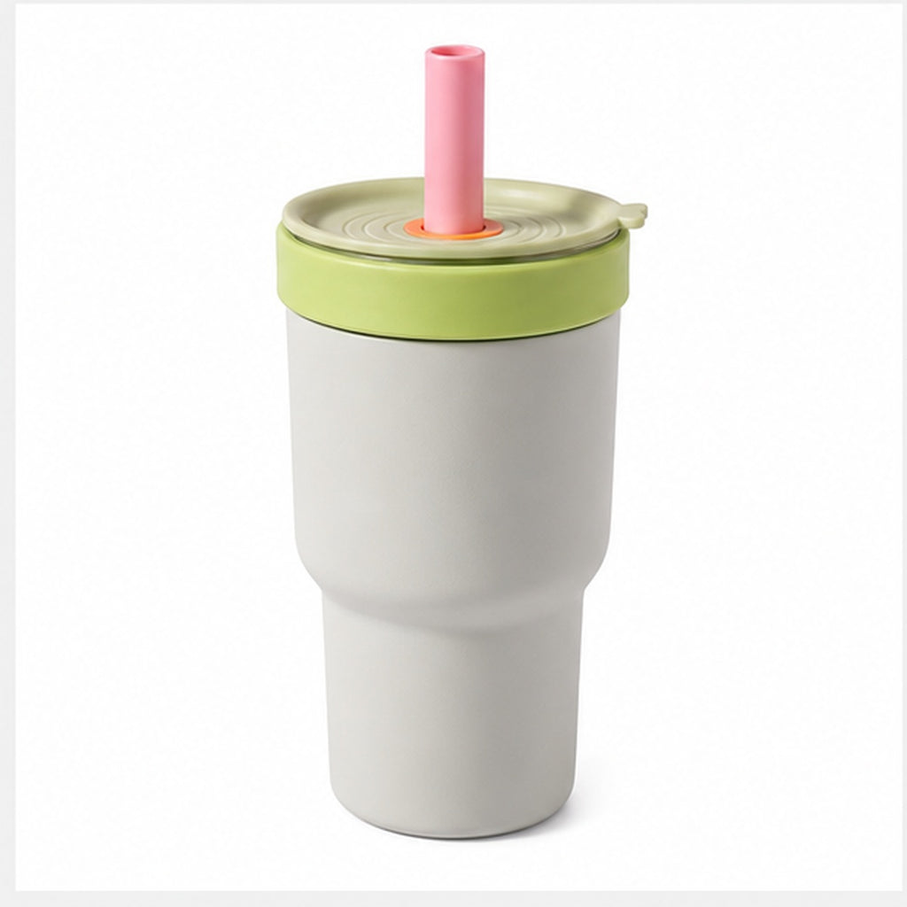 2-in-1 Borosilicate Glass & Stainless Steel Straw Tumbler – 580/620 ml