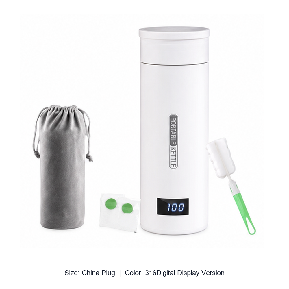 Portable Stainless Steel Electric Heating Travel Cup — China Plug / 316Digital Display Version