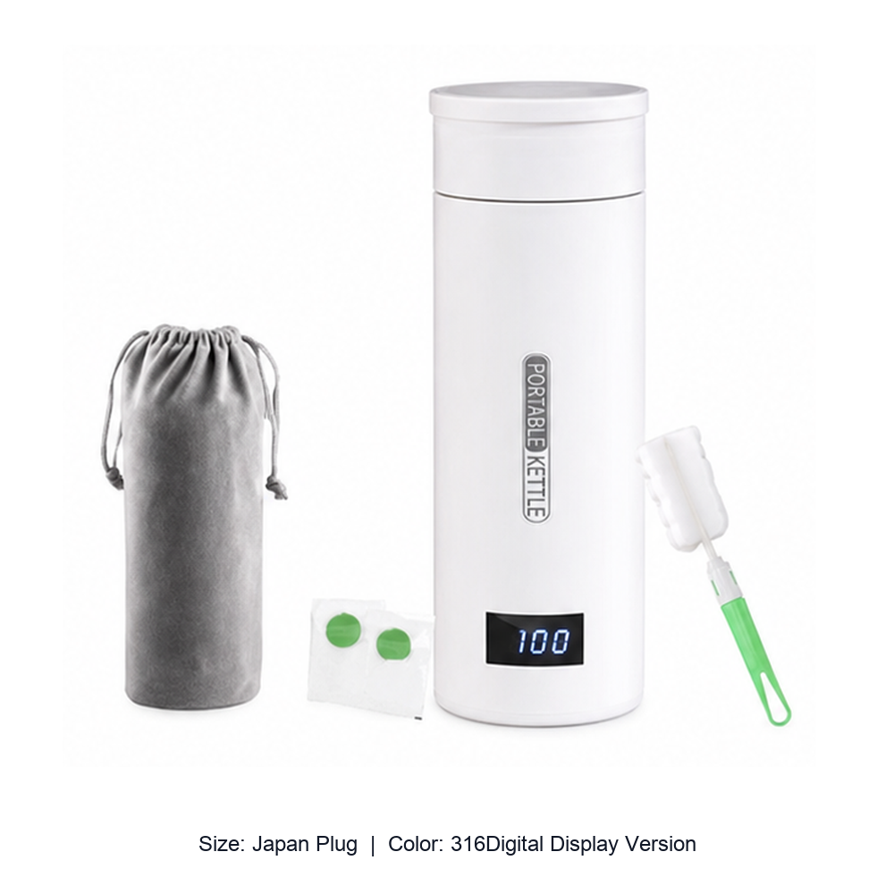 Portable Stainless Steel Electric Heating Travel Cup — Japan Plug / 316Digital Display Version