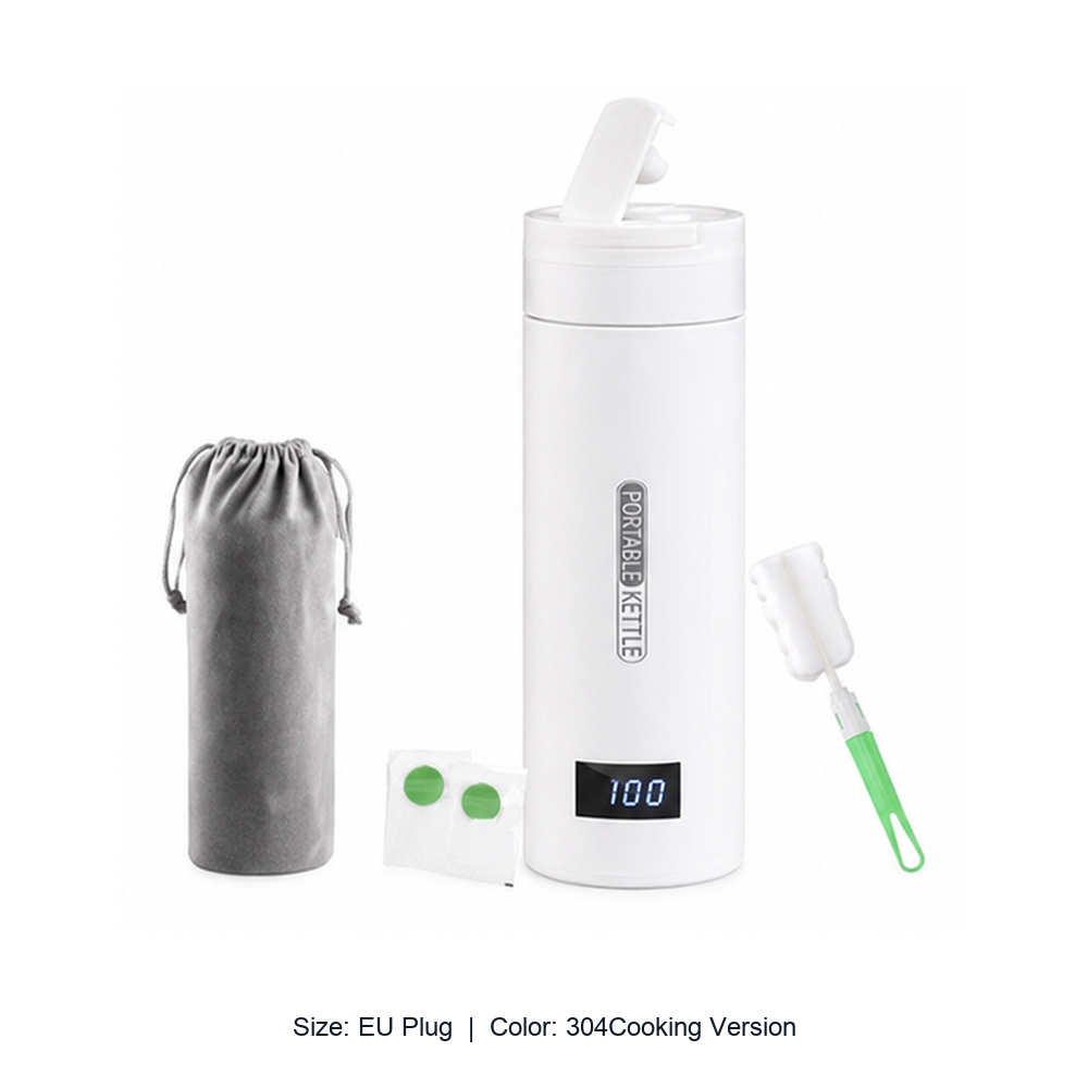 Portable Stainless Steel Electric Heating Travel Cup — EU Plug / 304Cooking Version