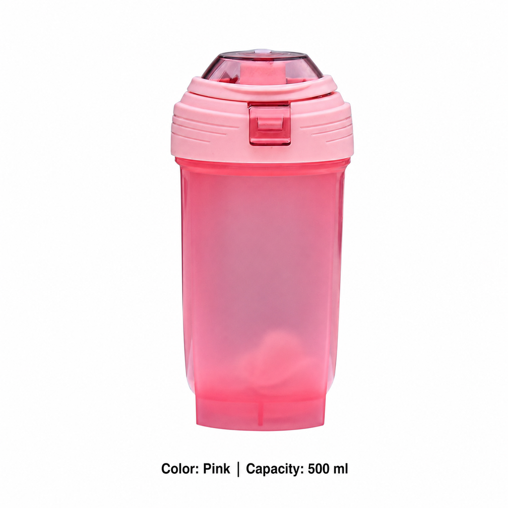 PP Fitness Shaker Bottle — 500ml / Pink