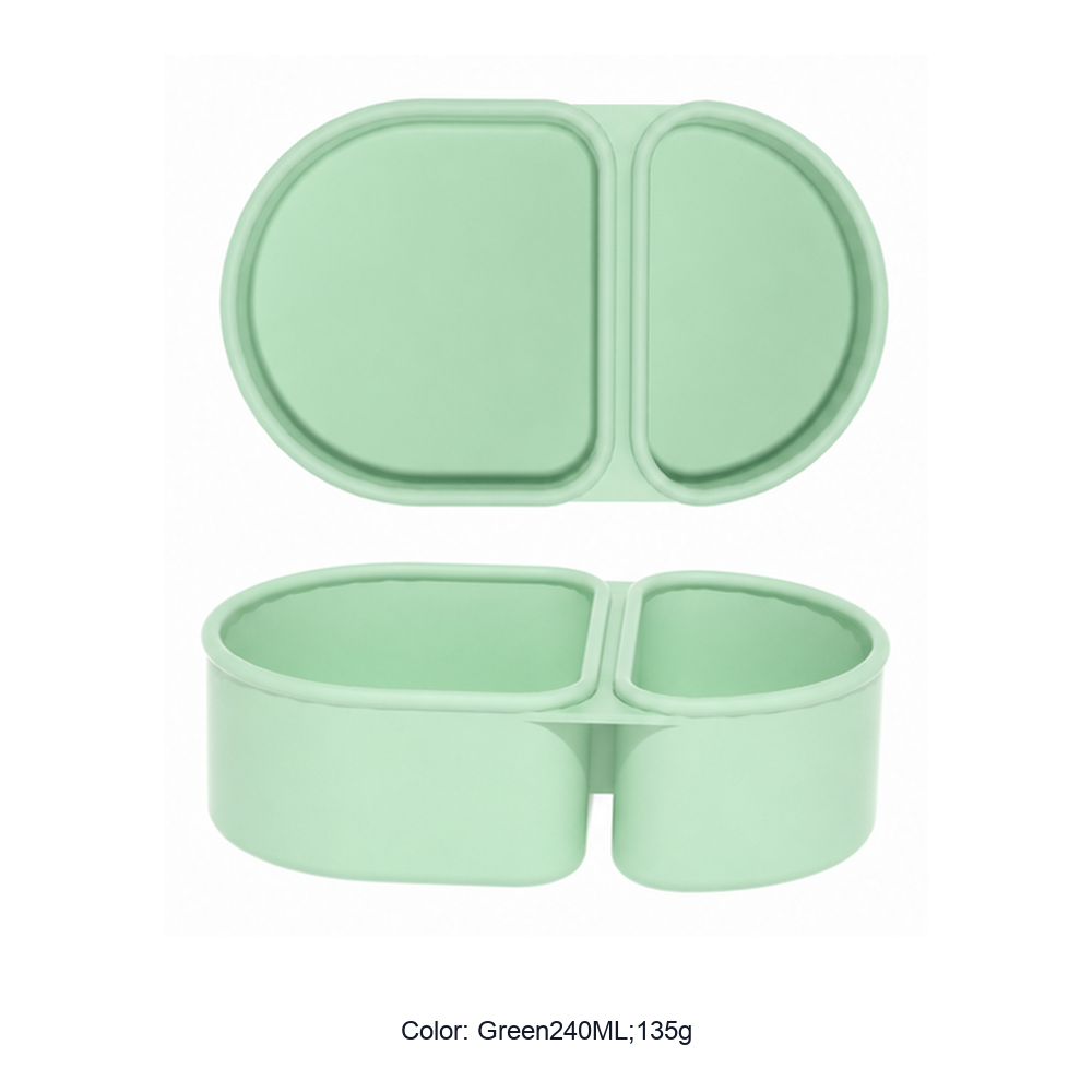 Silicone Divided Microwave Lunch Box Set — Green240ML;135g
