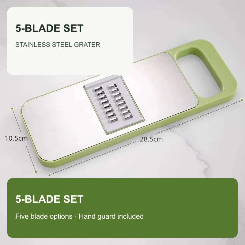 Stainless Steel Vegetable Grater & Slicer – 3, 5 or 6-Blade Set or Peeler