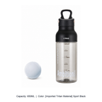 Threadless Quick-Open Tritan Sports Water Bottle — 650ML / [Imported Tritan Material] Sport Black