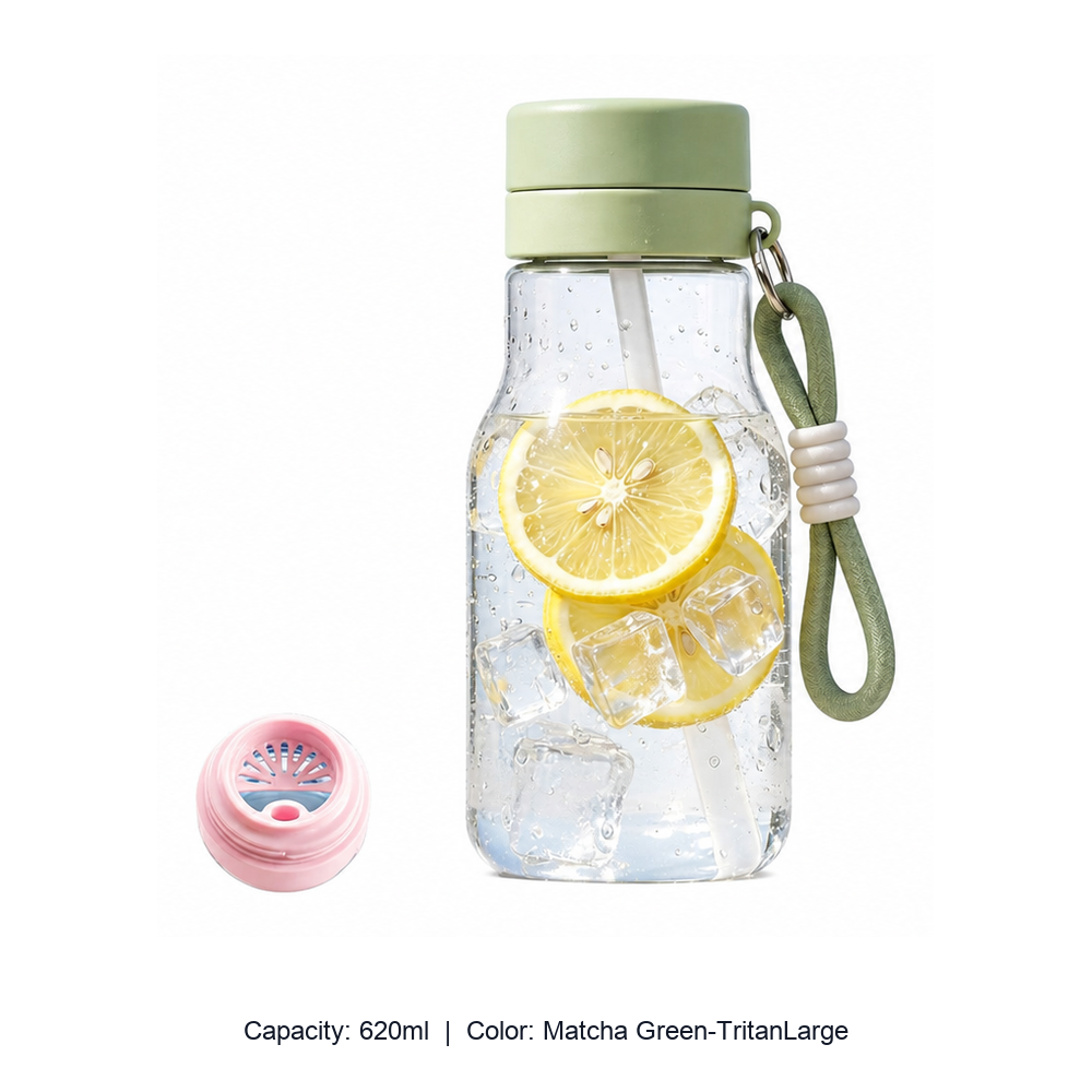 Tritan Dual-Drink Water Bottle with Tea Infuser — 620ml / Matcha Green-TritanLarge