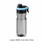 Tritan Kids' Mist Spray Straw Bottle — 800ML / Black (Tritan)