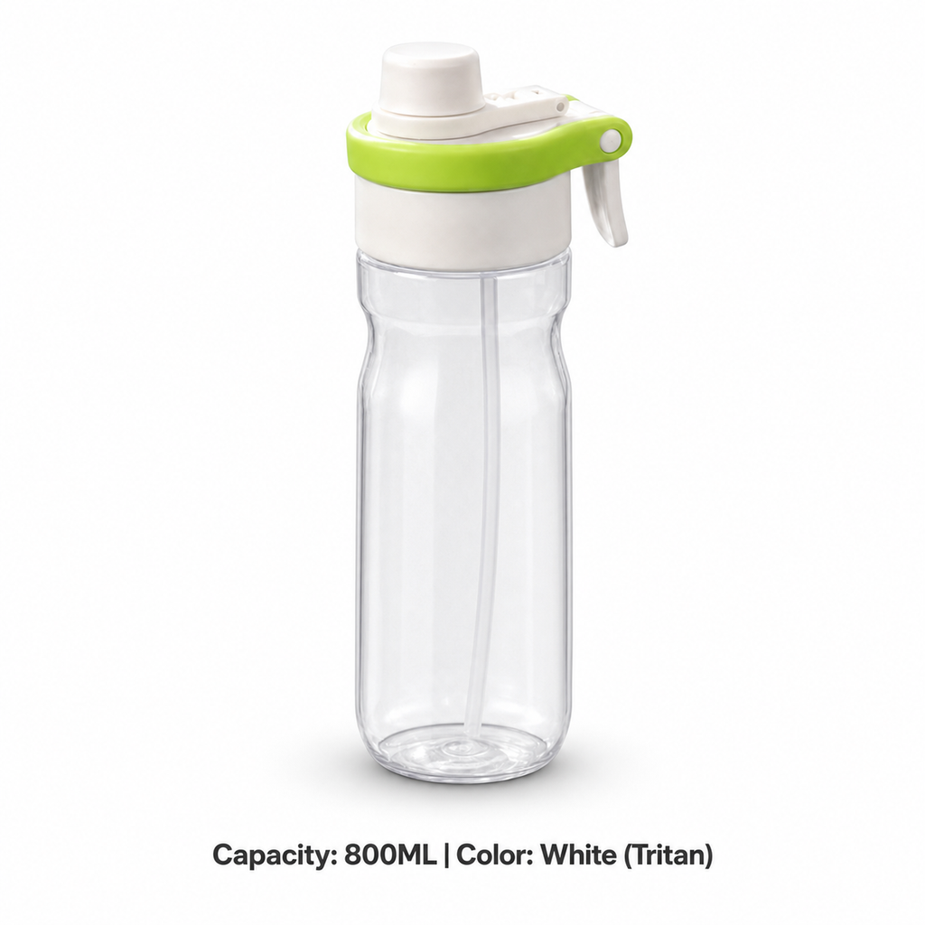 Tritan Kids' Mist Spray Straw Bottle — 800ML / White (Tritan)