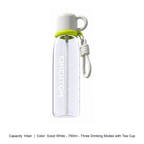 Tritan Straw Sports Bottle with Carry Strap — tritan / Good White - 750ml - Three Drinking Modes with Tea Cup