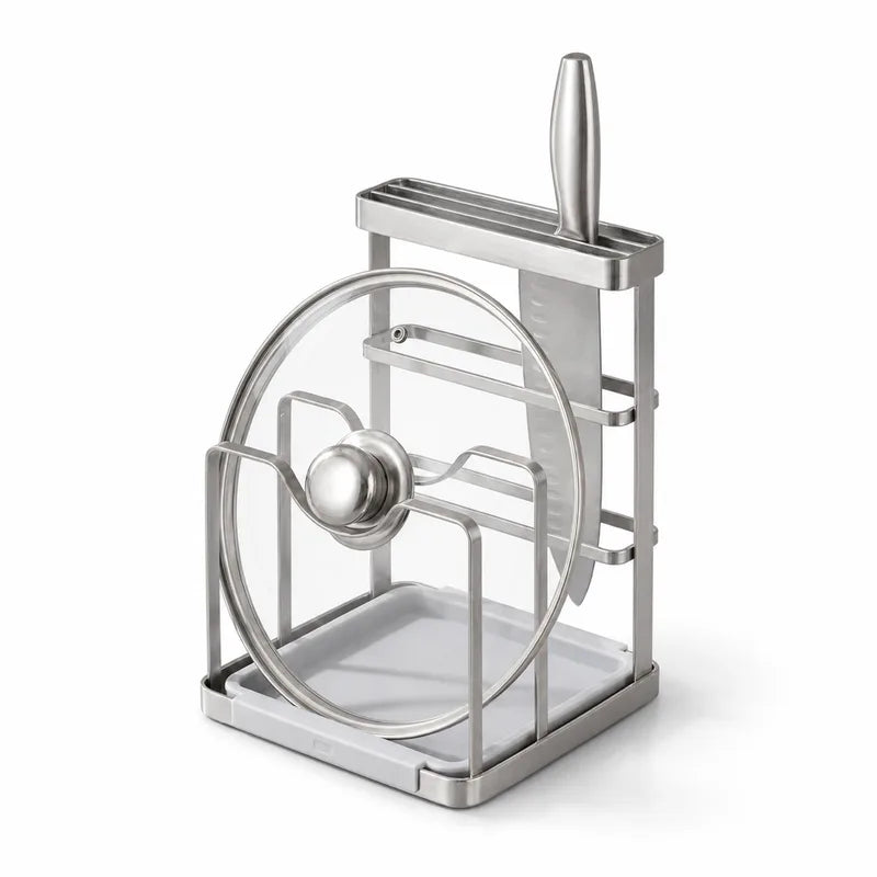 Stainless Steel Knife, Lid and Cutting Board Organizer